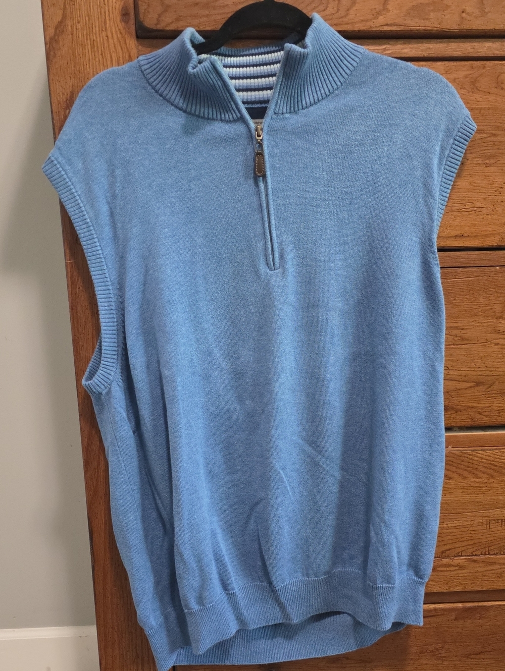 Johnston & Murphy Sky Blue Zip-Neck Sweater Vest